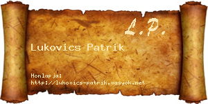 Lukovics Patrik névjegykártya